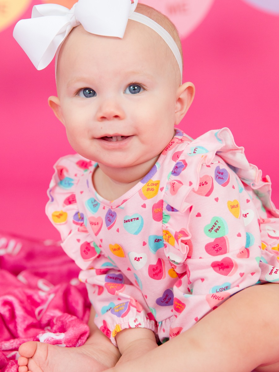 Be My Valentine Long Sleeve Waterfall Knit Bubble Romper