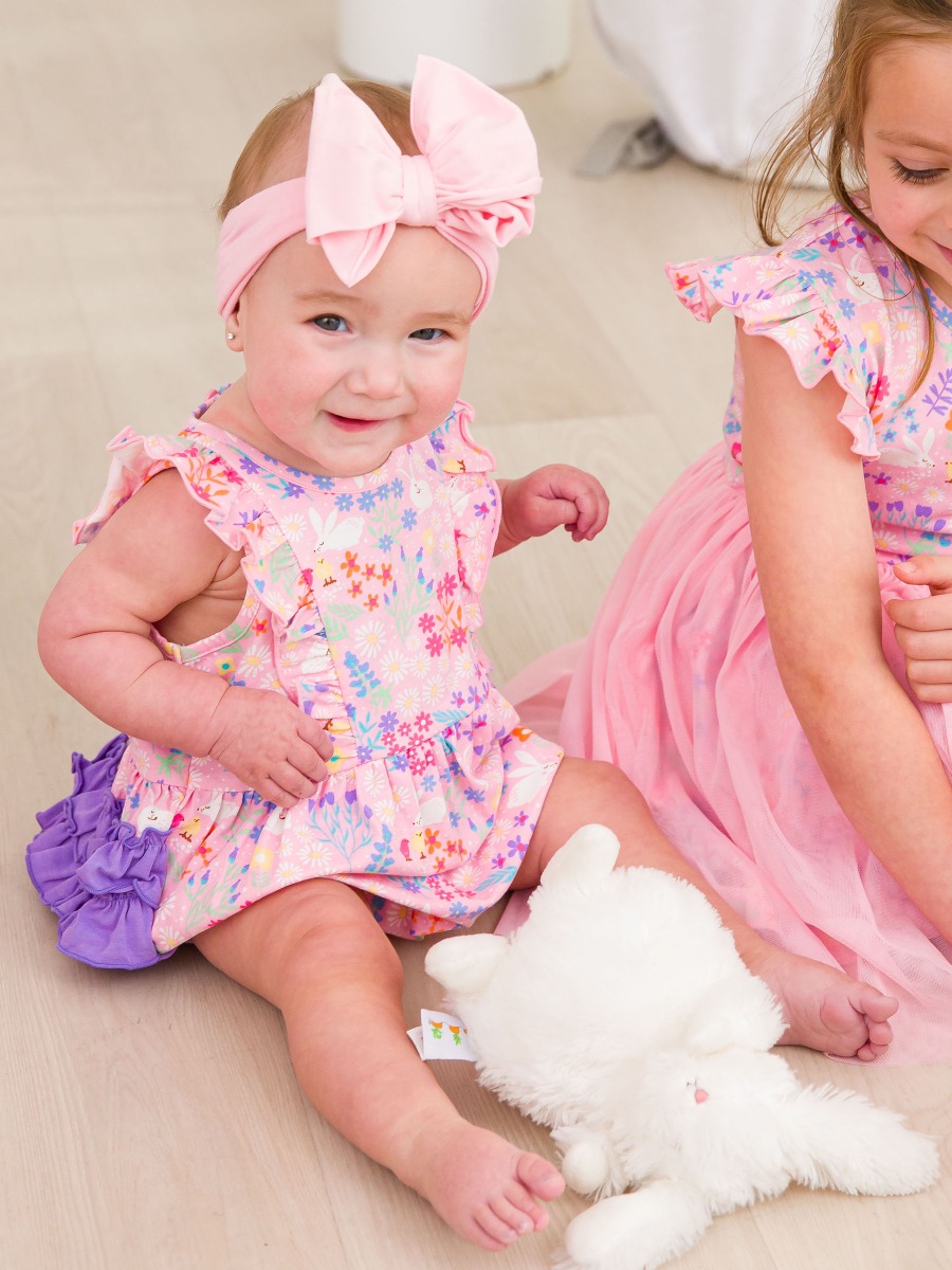 Bunny and Friends Tank Waterfall Knit Romper