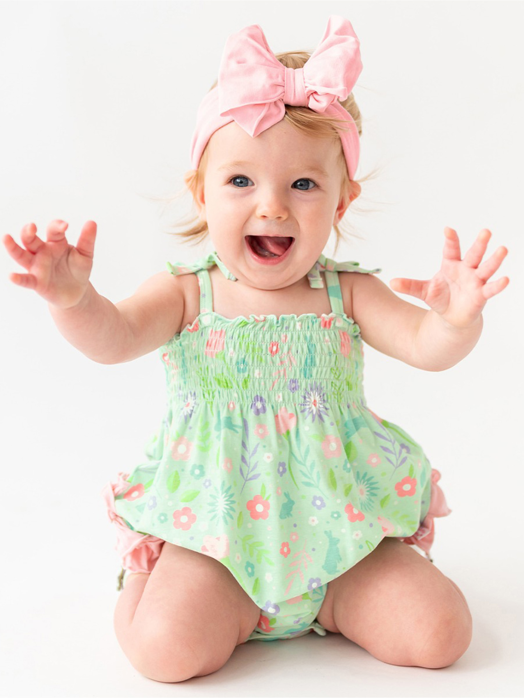 Ruched Tie Bubble Romper | RuffleButts & RuggedButts