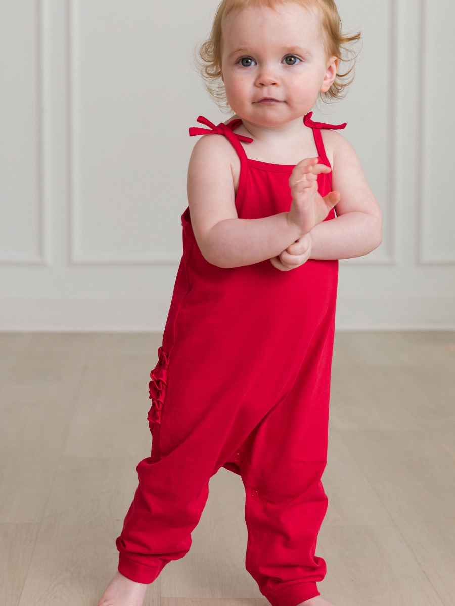 Red Tie Full Length Romper