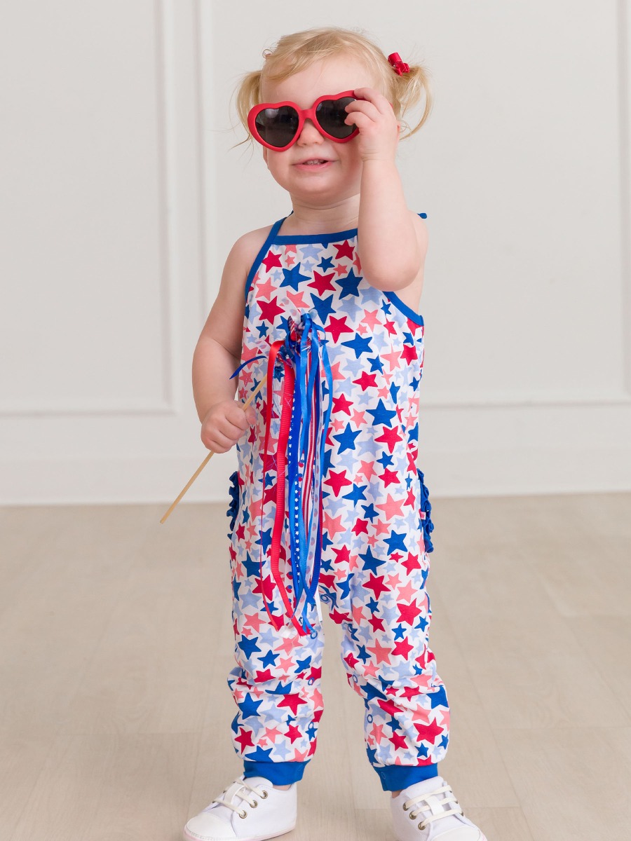 Star-Spangled Tie Full Length Romper