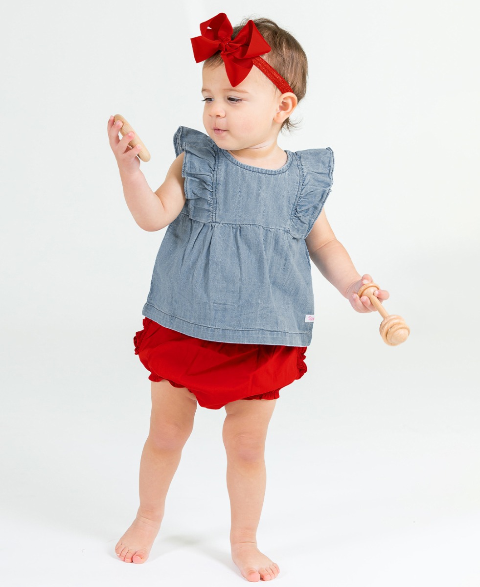 Red Woven RuffleButt Bloomer