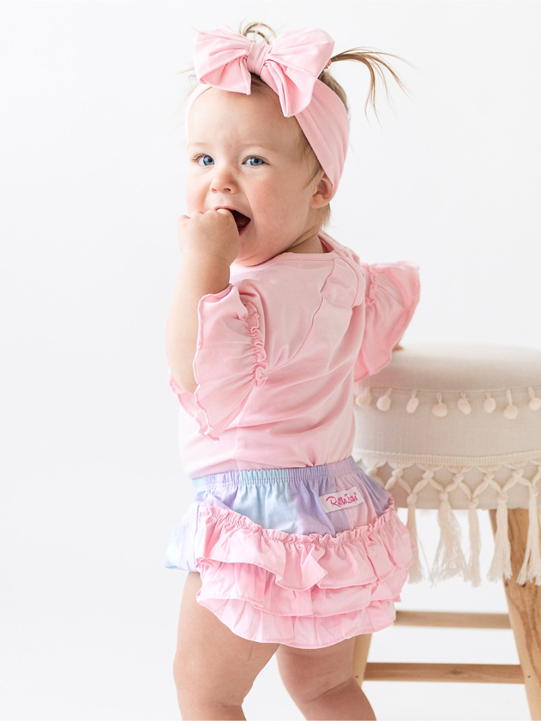 Cotton Candy Plaid Woven RuffleButt Bloomer