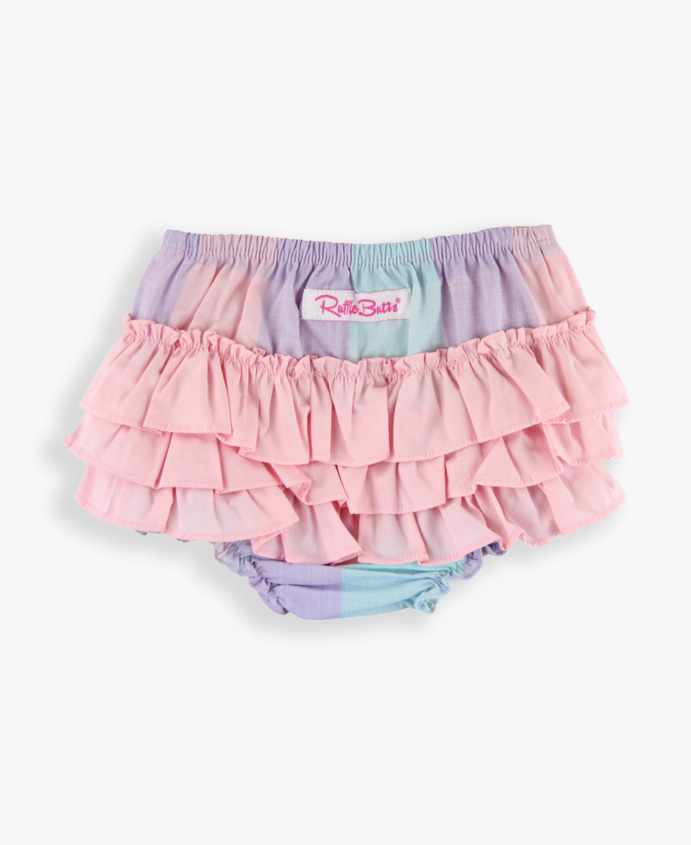 Cotton Candy Plaid Woven RuffleButt Bloomer