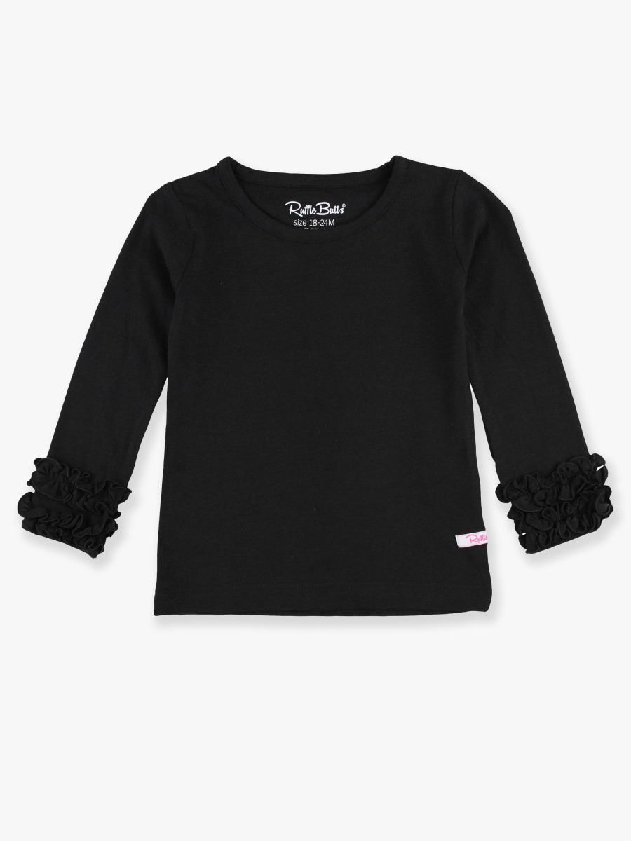 Black Ruffled Long Sleeve Layering Tee
