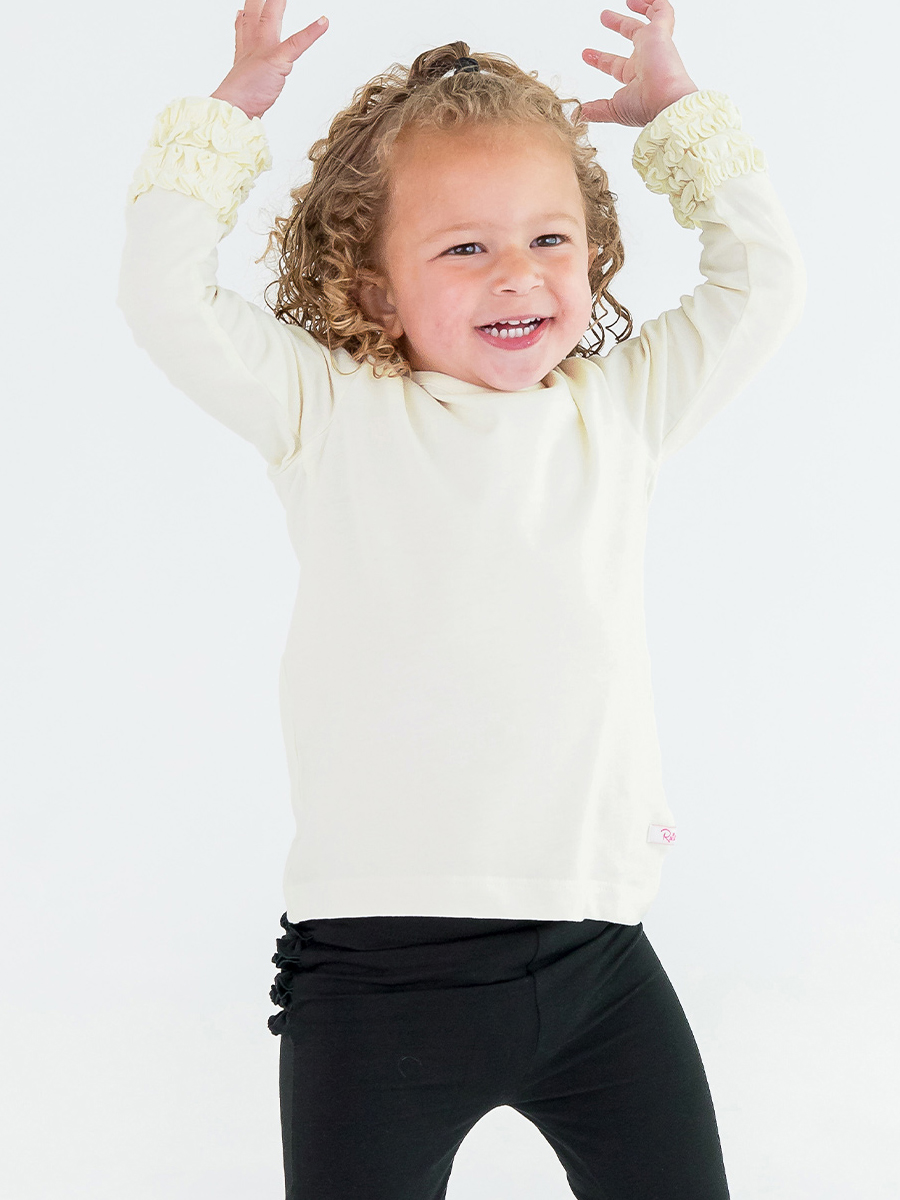Ivory Ruffled Long Sleeve Layering Tee