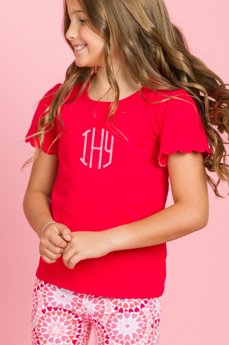 Red Short Sleeve Scallop Tee