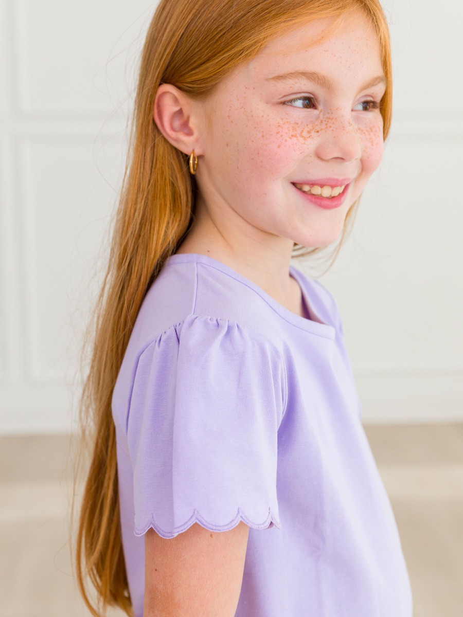 Lavender Short Sleeve Scallop Tee