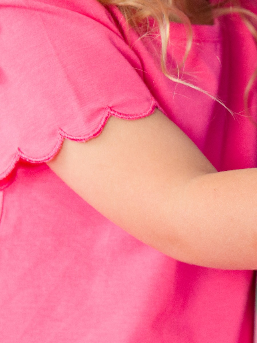 Hot Pink Short Sleeve Scallop Tee