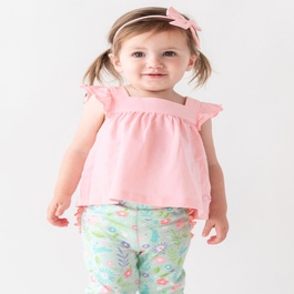 Pink Square Neck Flutter Tank Knit