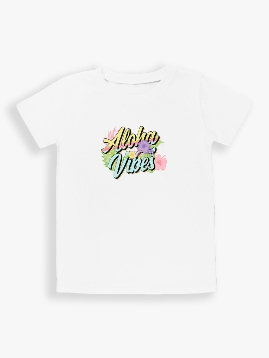 Girls' White Short Sleeve Graphic Tee