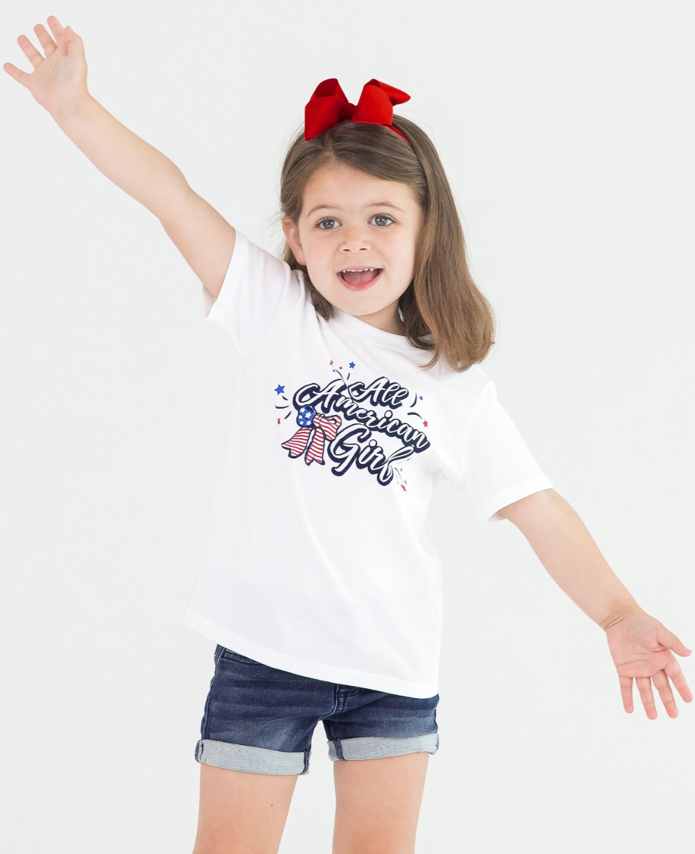White Americana Girls' Graphic Tee