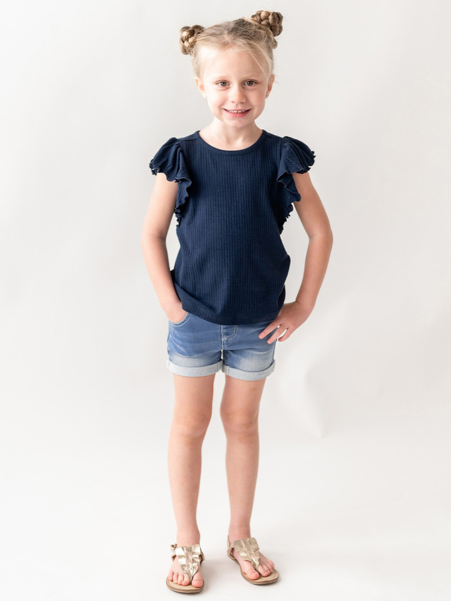 Light Wash Girls' Stretch Denim Shorts
