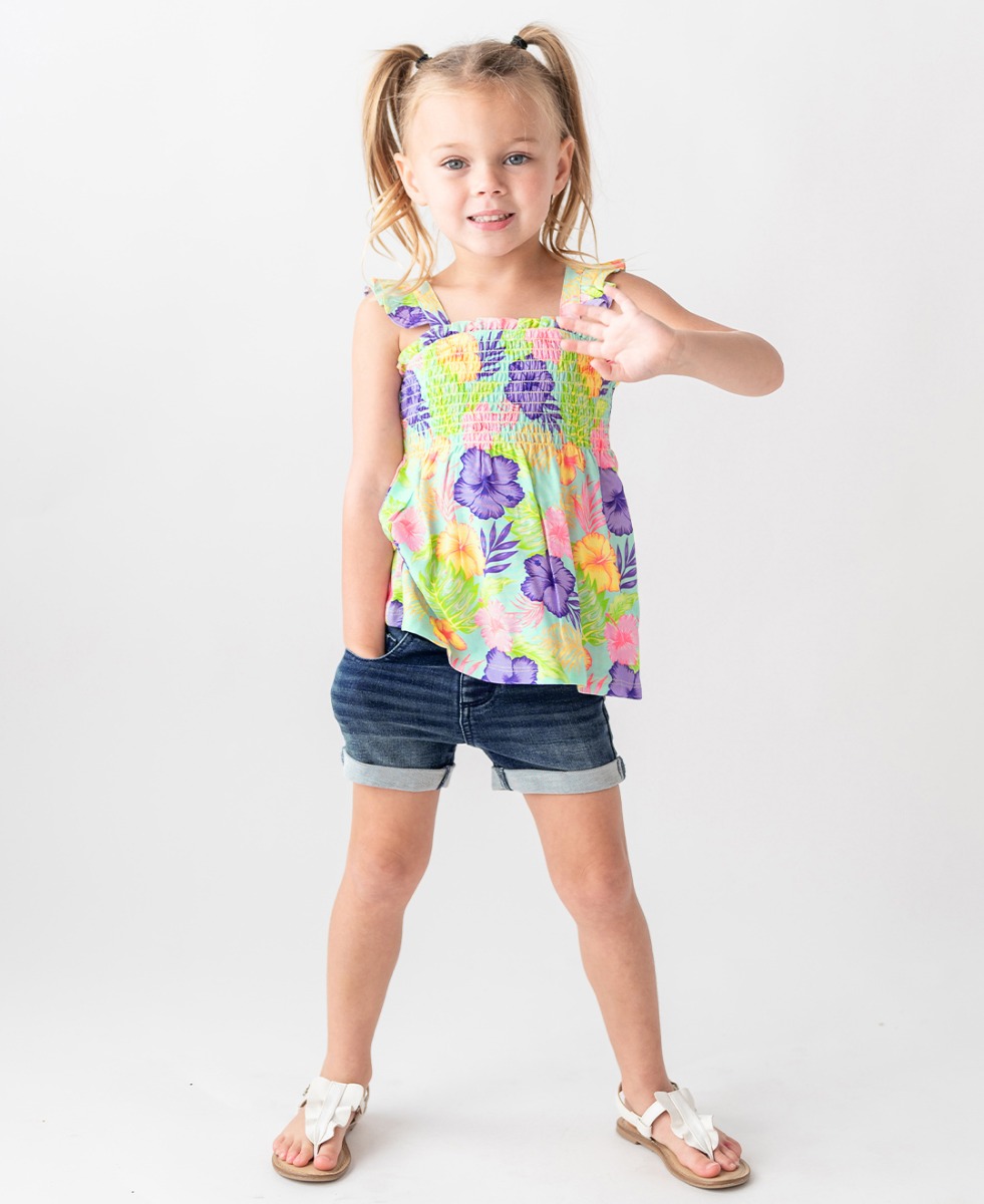 Medium Wash Girls' Stretch Denim Shorts