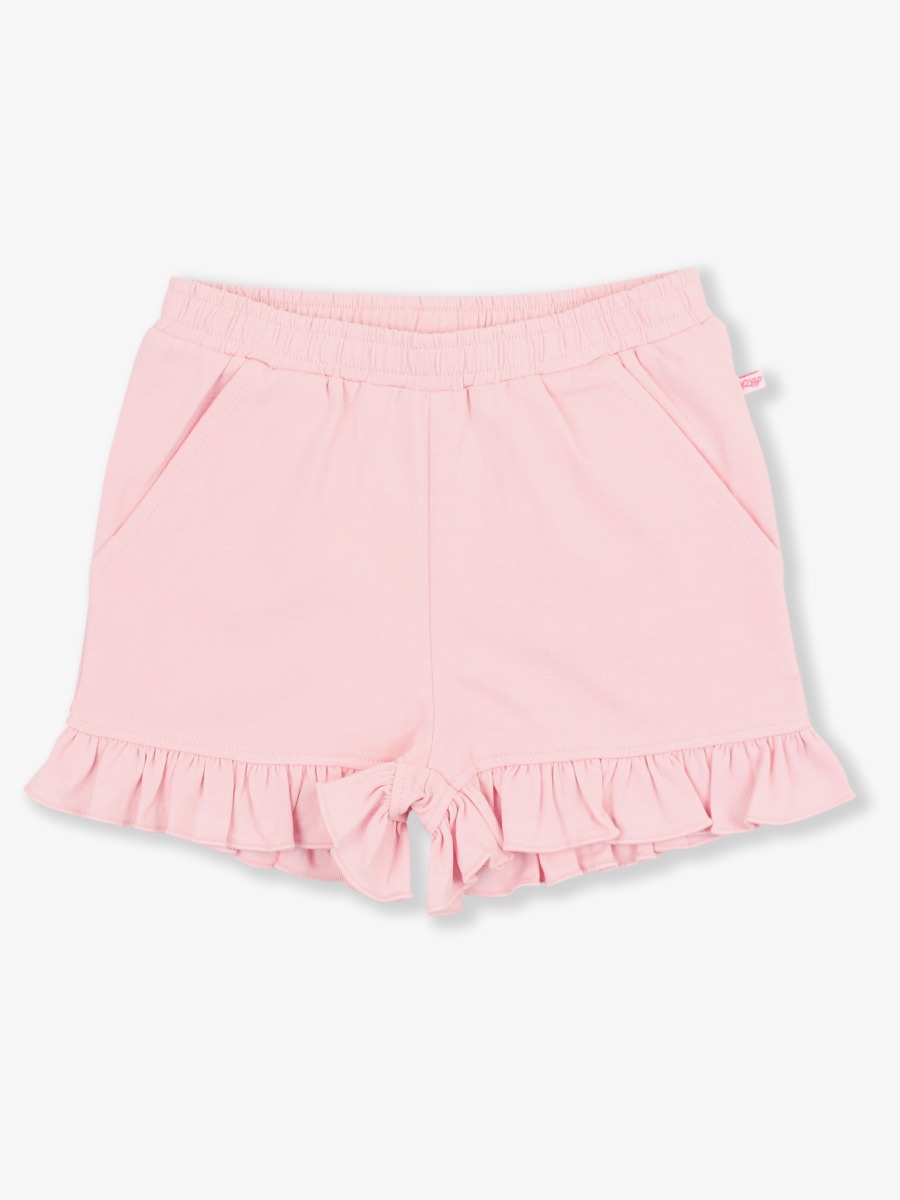 Pink Girls Knit Ruffle Trim Shorts