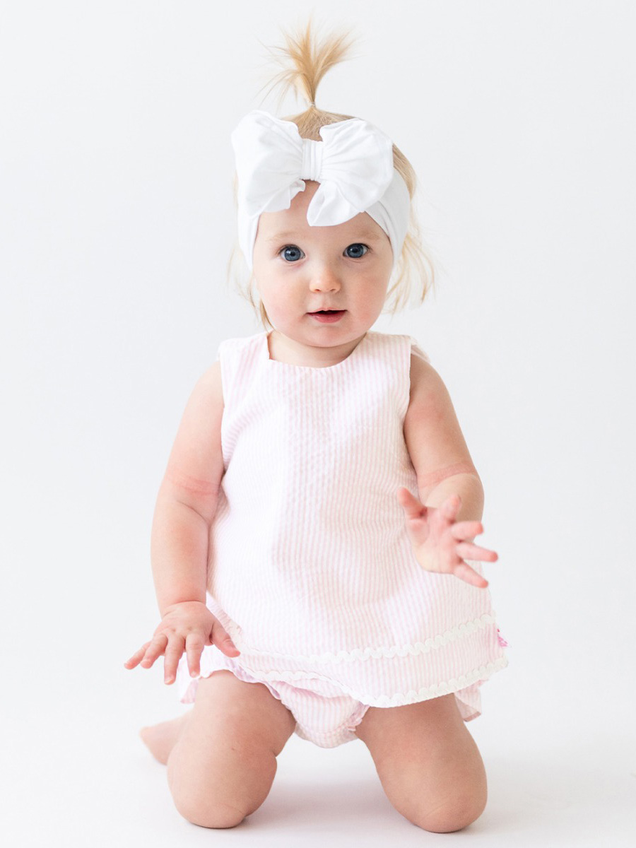 Pink Seersucker Ric Rac Swing Top and Bloomer Set