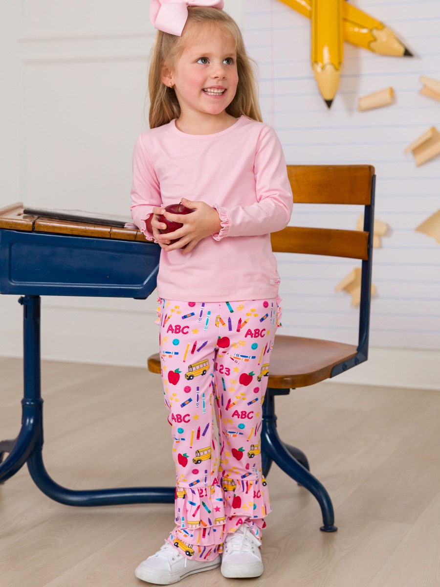 Pink School House Ruffle Flare Pants