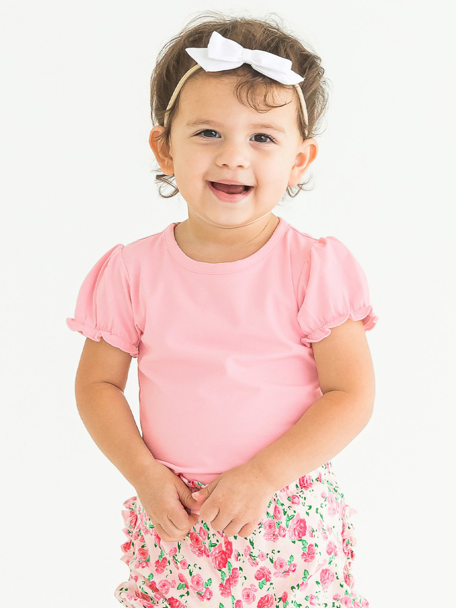 Pink Puff Sleeve Bodysuit