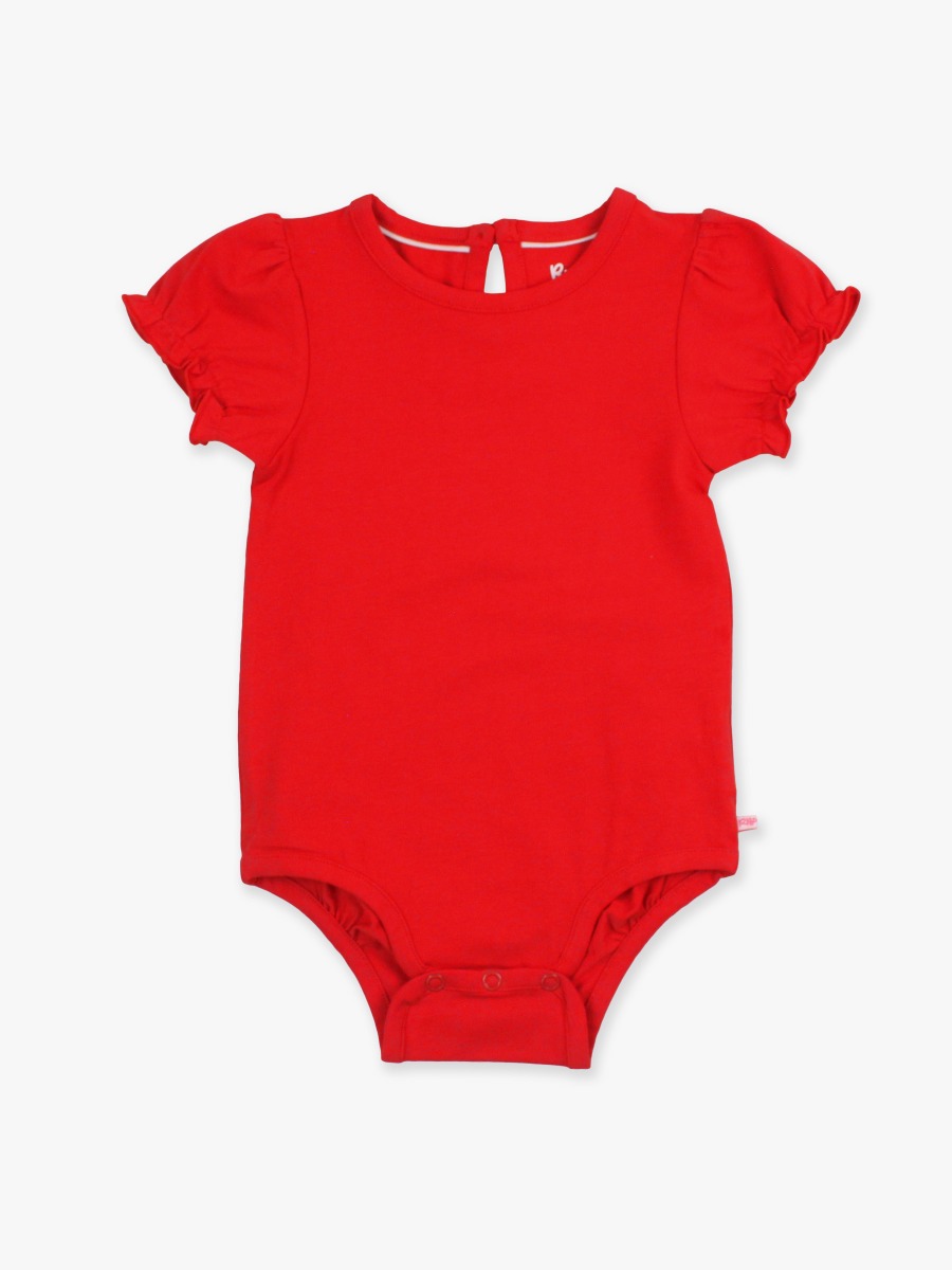 Red Knit Puff Short Sleeve Bodysuit