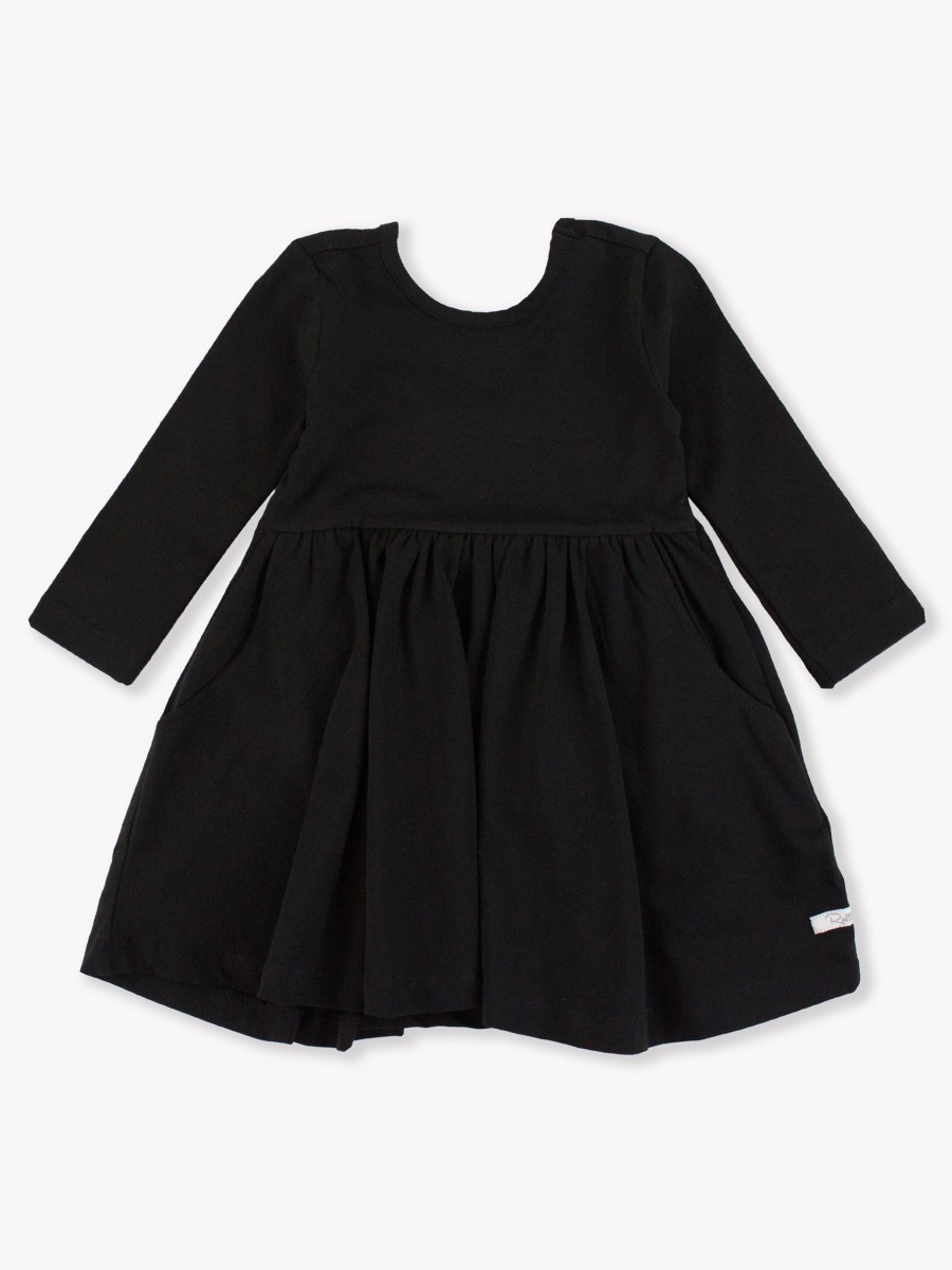 Black Knit Long Sleeve Twirl Dress