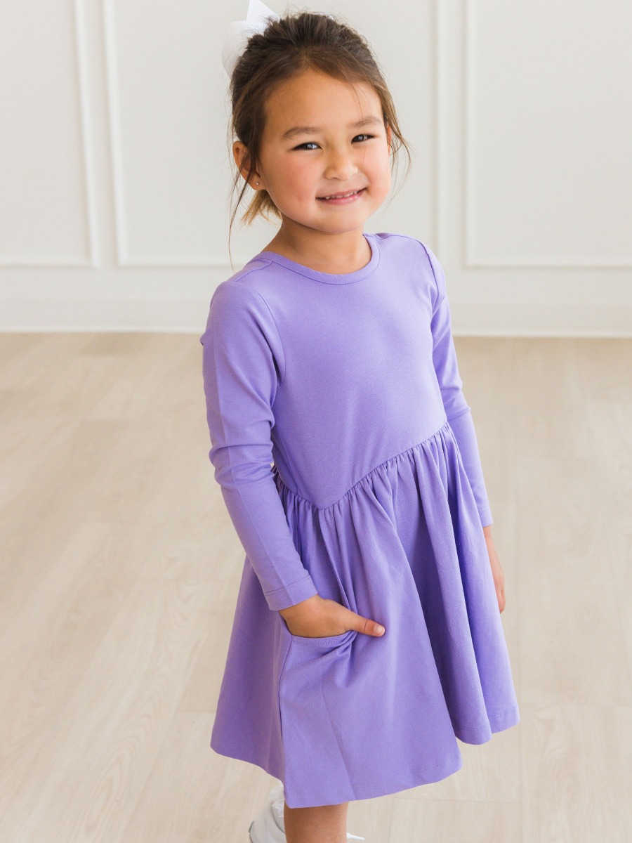 Wisteria Purple Knit Long Sleeve Twirl Dress