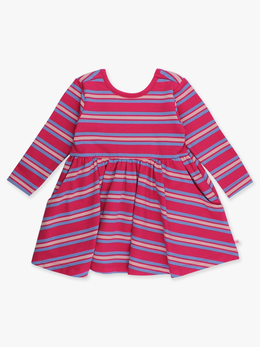Very Berry & Periwinkle Blue Stripe Knit Long Sleeve Twirl Dress