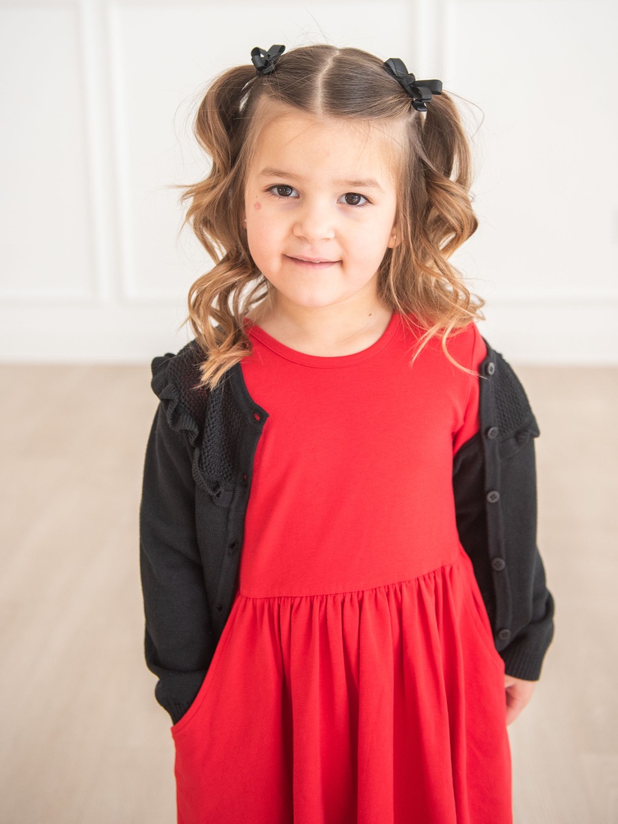 Black Sweater Knit Ruffle Trim Cardigan