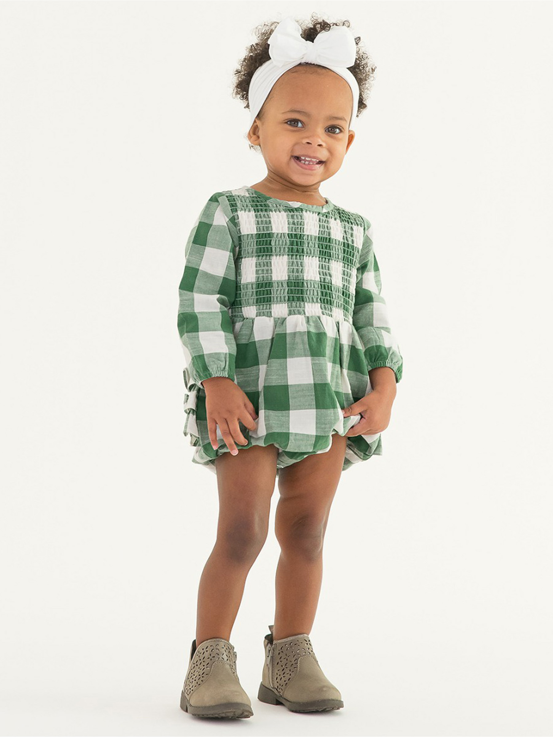 ロンパース・カバーオール Apolina Cece Bubble Romper 12-18m Long Sleeve Smocked Bubble Romper | RuffleButts & RuggedButts