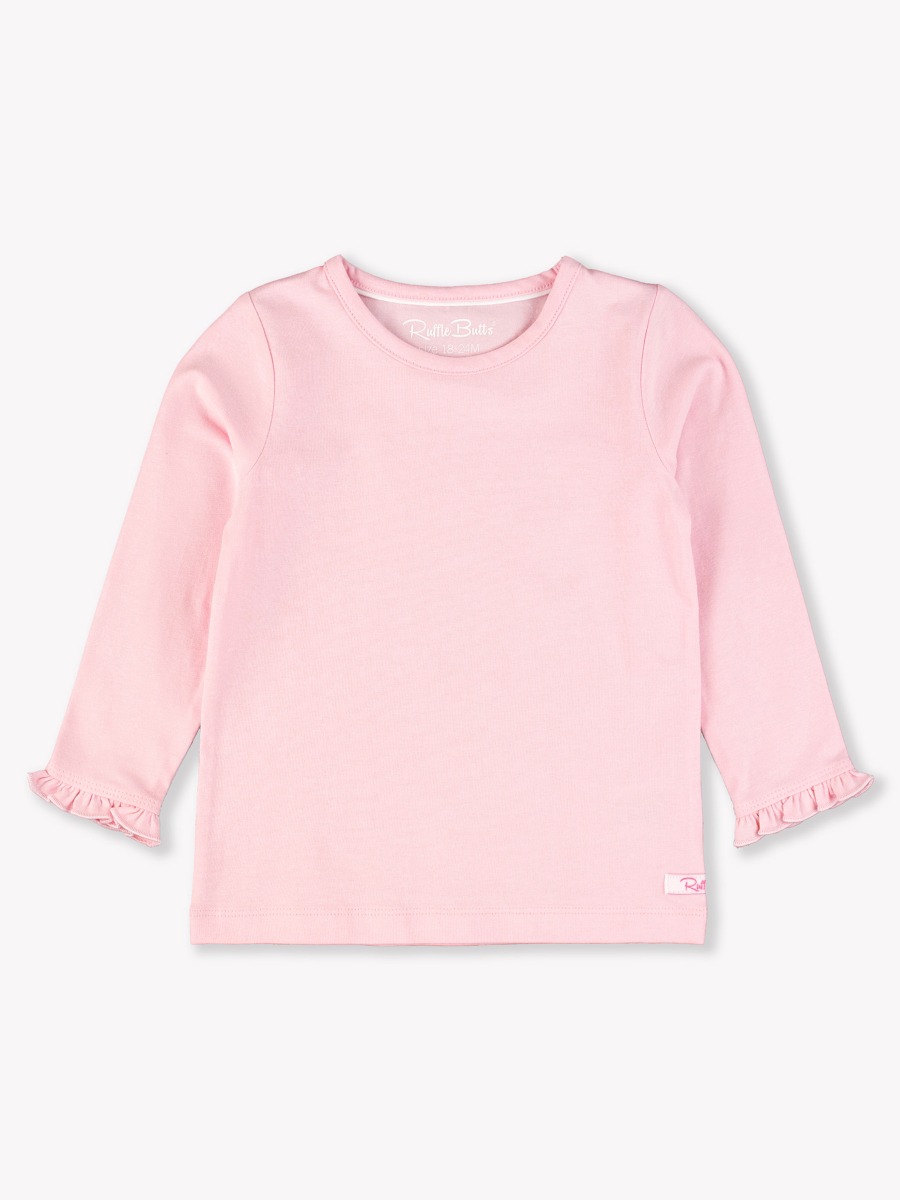 Pink Knit Long Sleeve Ruffle Layering Tee - 12-18m