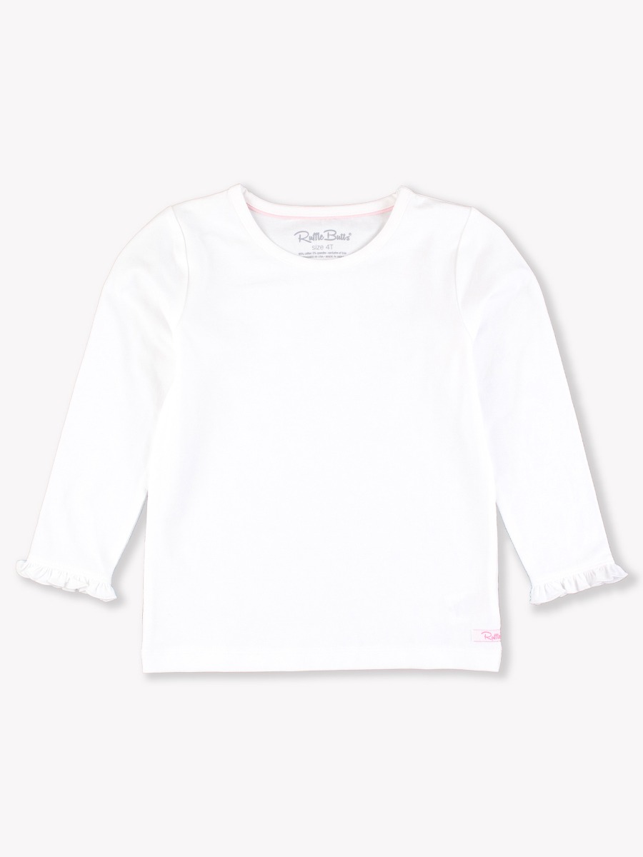 White Knit Long Sleeve Ruffle Layering Tee - 18-24m