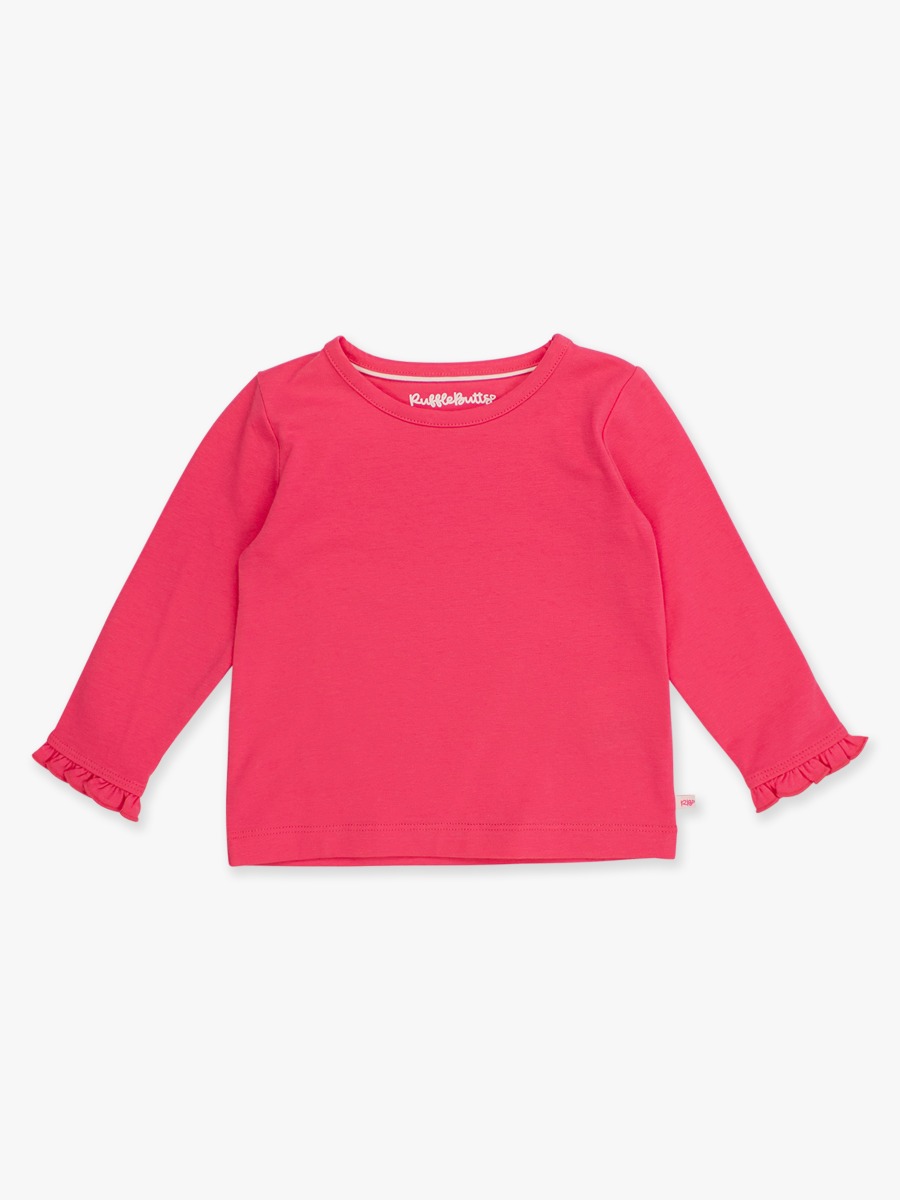Hot Pink Knit Long Sleeve Ruffle Layering Tee - 12-18m