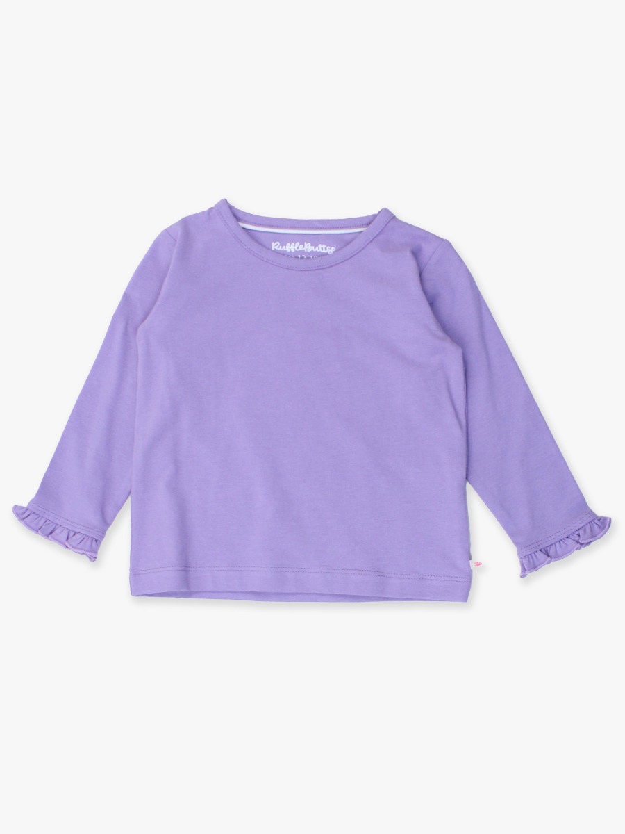 Wisteria Purple Knit Long Sleeve Ruffle Layering Tee