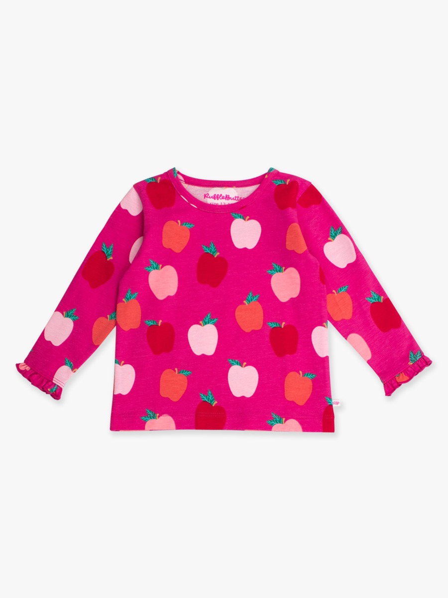 Apple of My Eye Knit Long Sleeve Ruffle Layering Tee - 12-18m