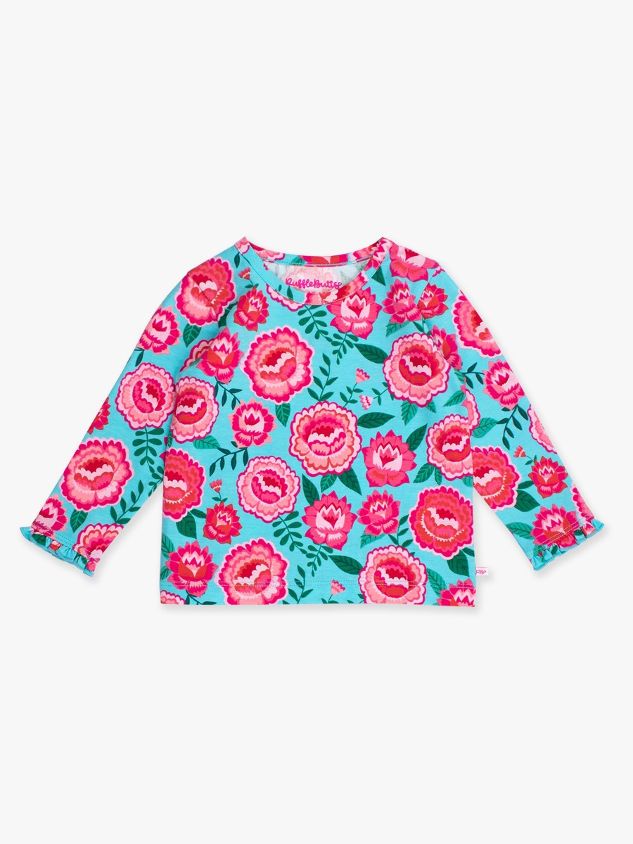Bright Blossoms Knit Long Sleeve Ruffle Layering Tee - 12-18m