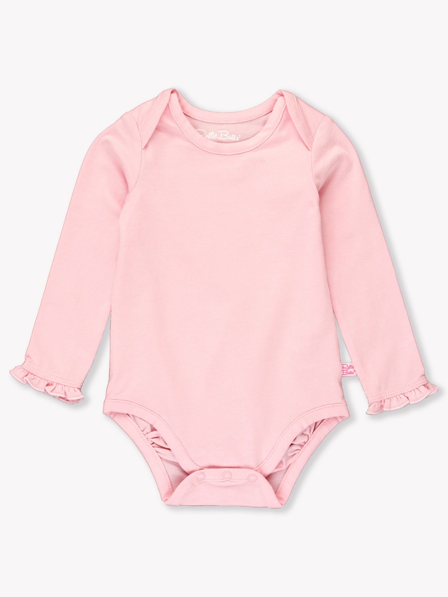 Pink Knit Long Sleeve Ruffle Layering Bodysuit - 3-6m