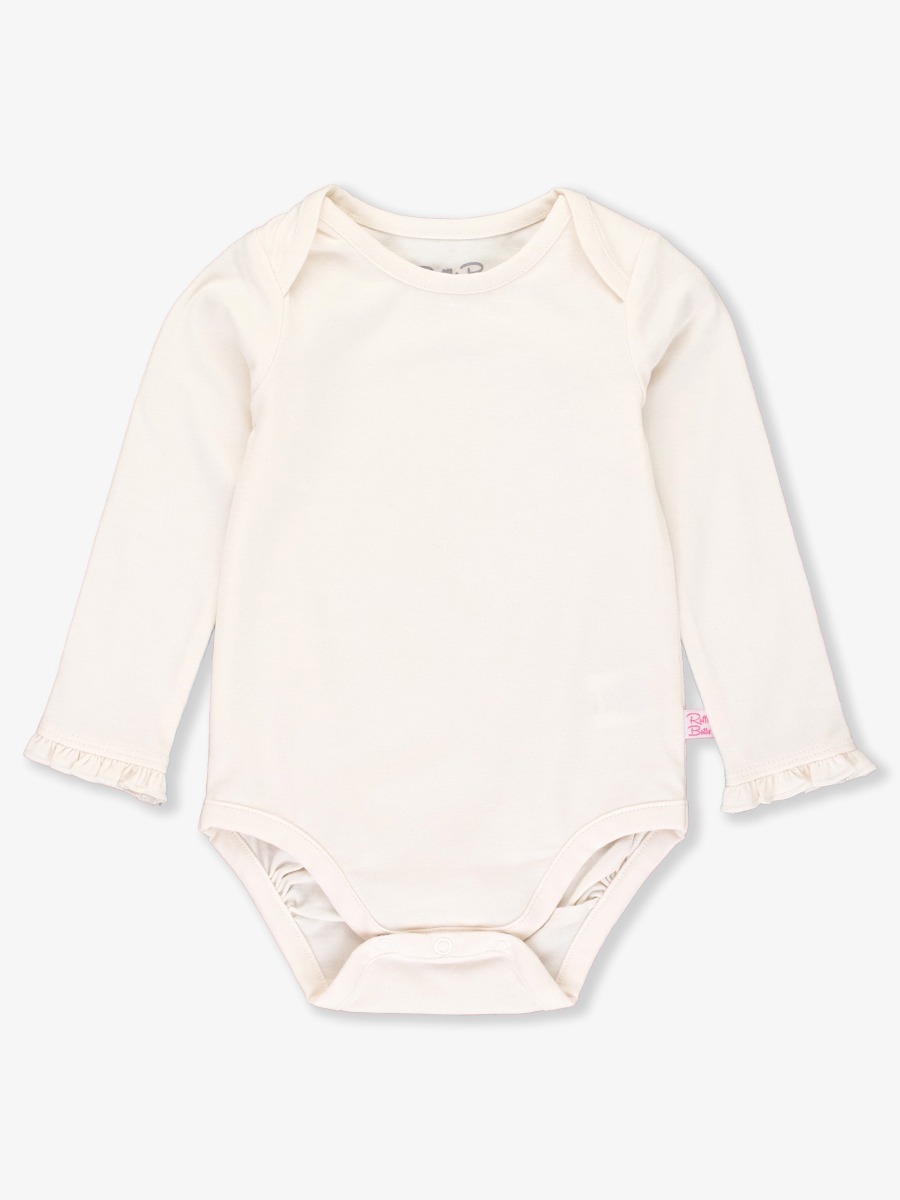 Ivory Knit Long Sleeve Ruffle Layering Bodysuit