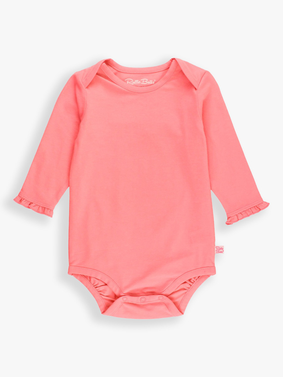 Bubblegum Pink Knit Long Sleeve Ruffle Bodysuit