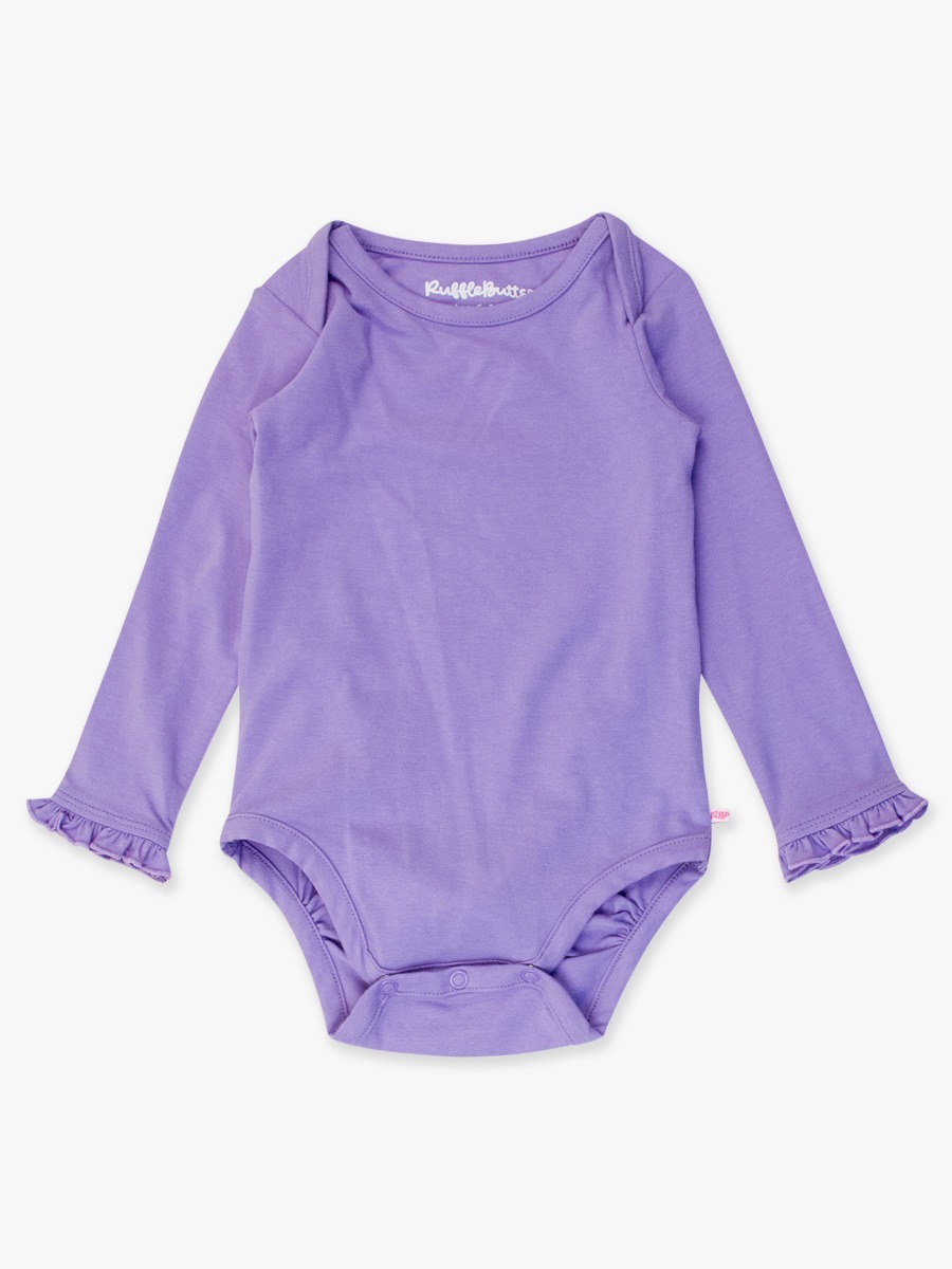 Wisteria Purple Knit Long Sleeve Ruffle Layering Bodysuit