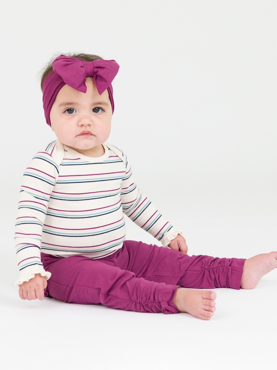 Dahlia Stripe Knit Long Sleeve Ruffle Layering Bodysuit