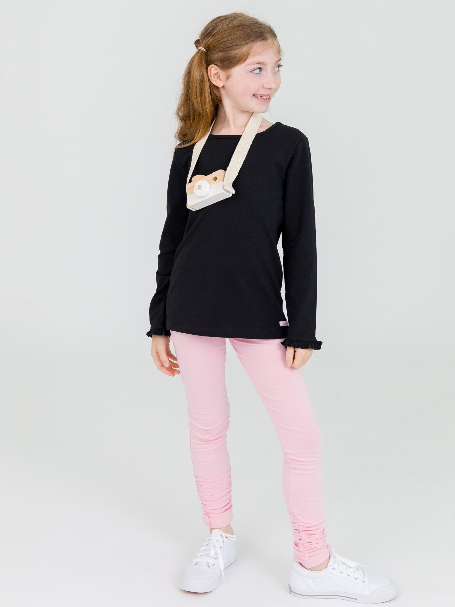 Pink Kids Ruched Bow Leggings