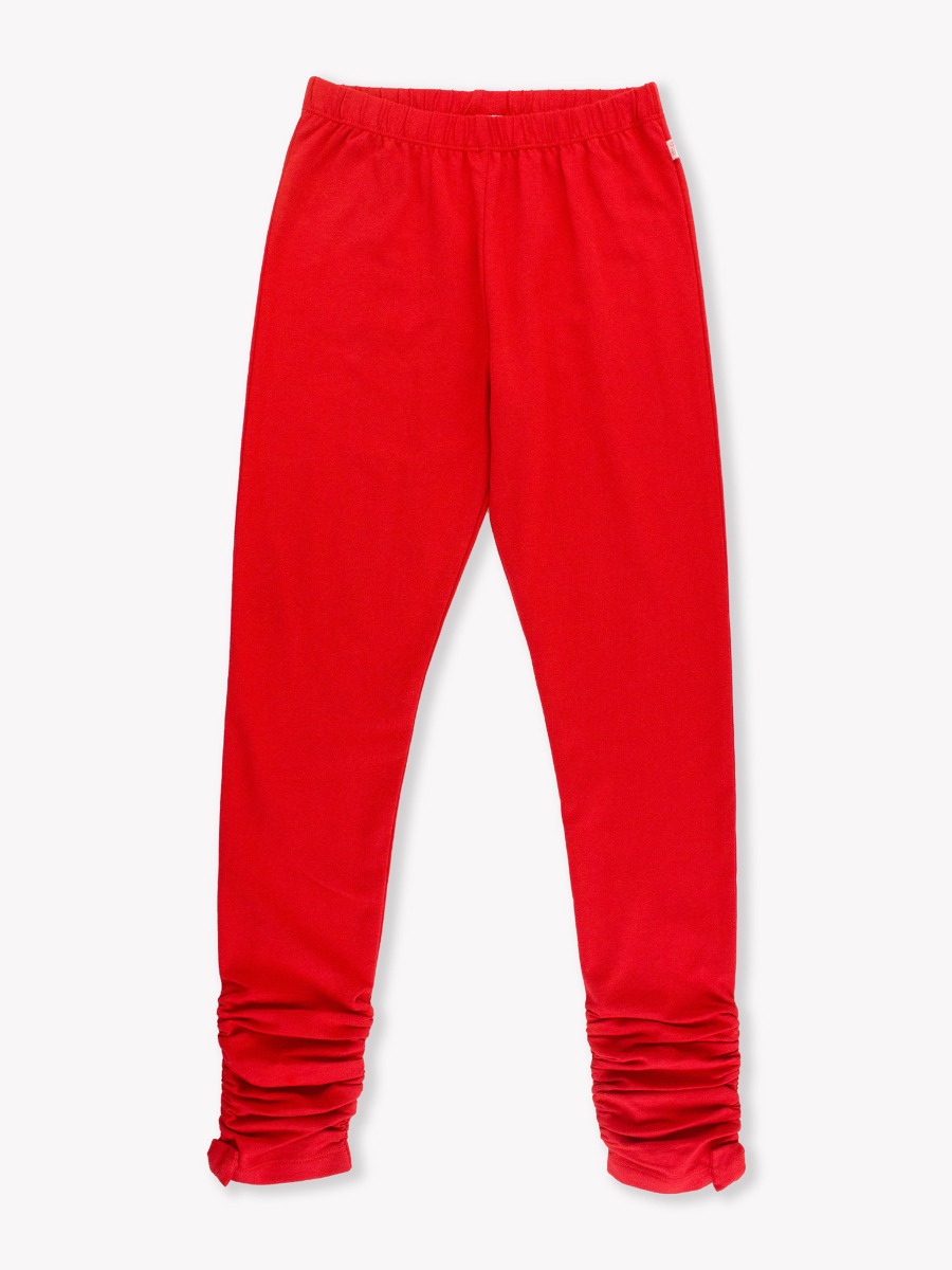 Red Kids Ruched Bow Leggings - 6