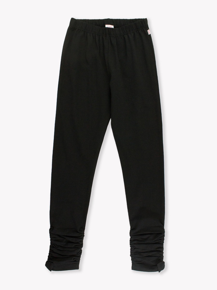Black Kids Ruched Bow Leggings