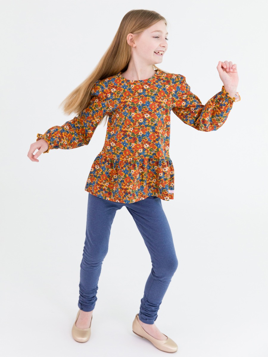 Faux Denim Kids Ruched Bow Leggings