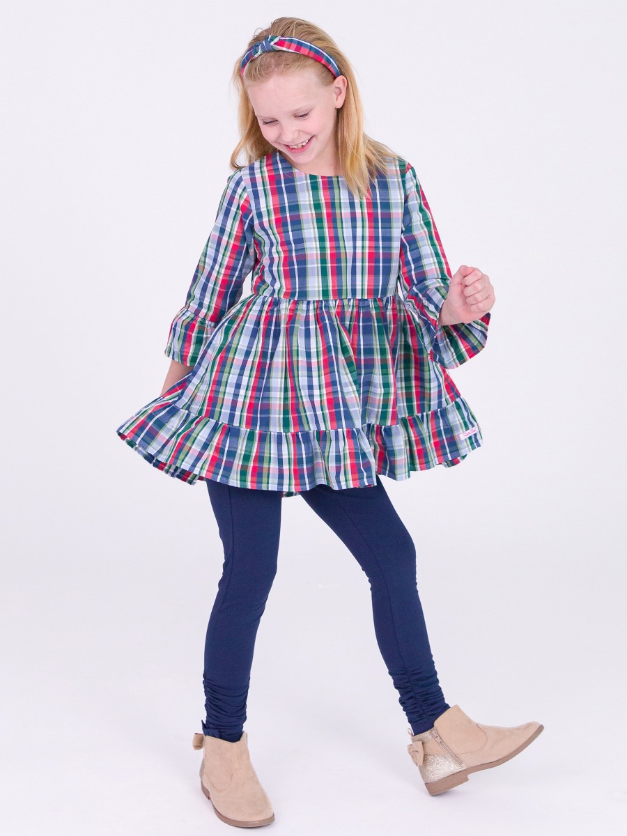 Dark Navy Kids Ruched Bow Leggings