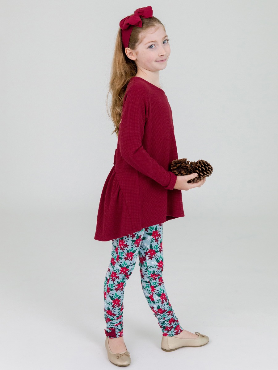 Season's Greetings Kids Ruched Bow Leggings
