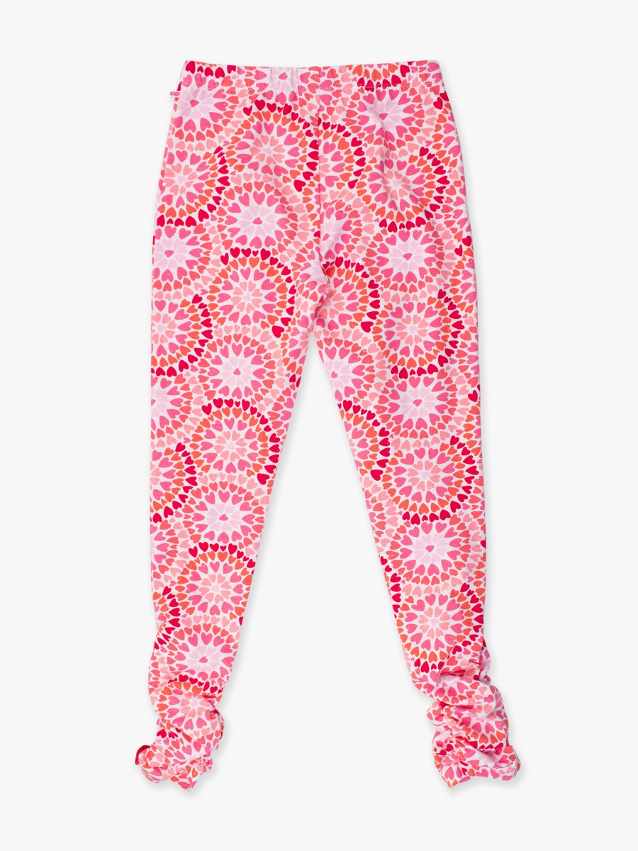 Pink Kaleidoscope Hearts Kids Ruched Bow Leggings