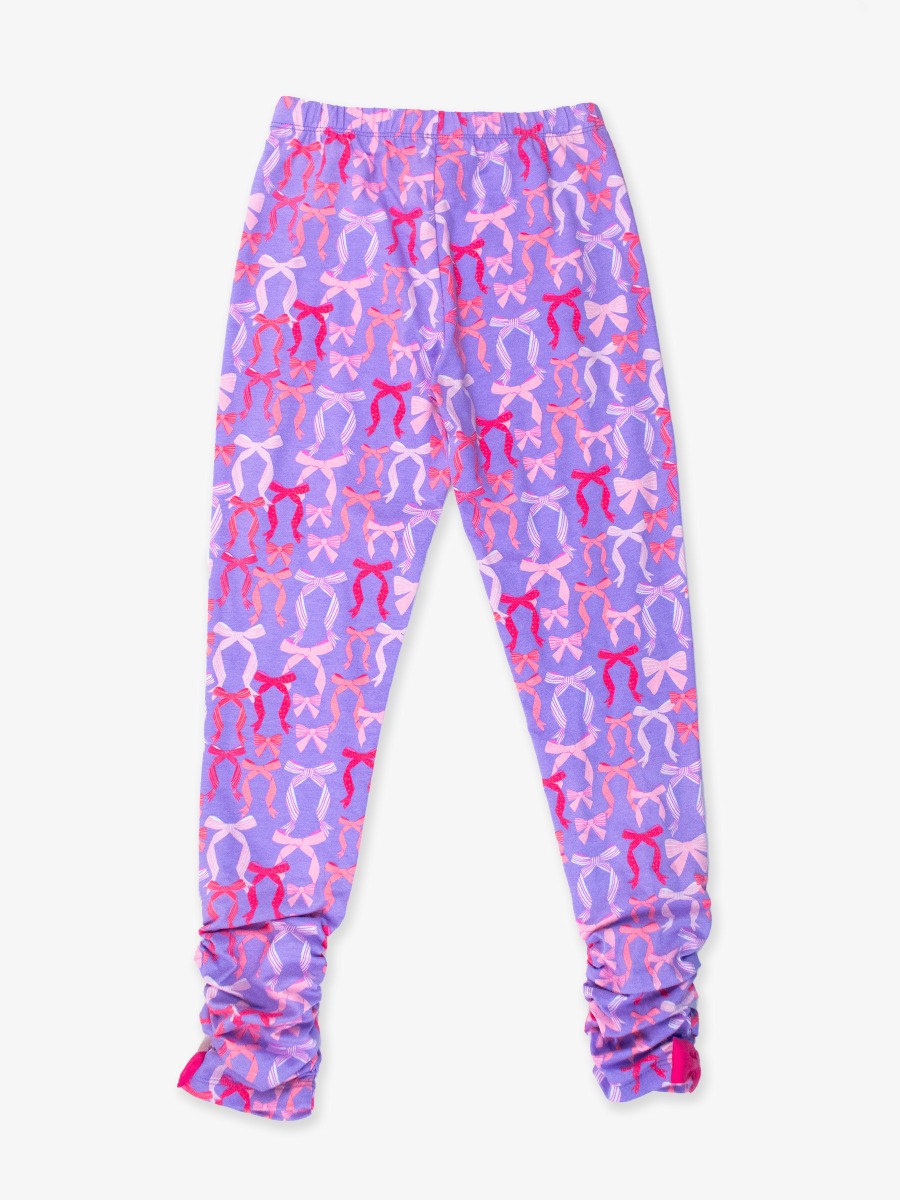 Rosy Ribbons Kids Ruched Bow Leggings