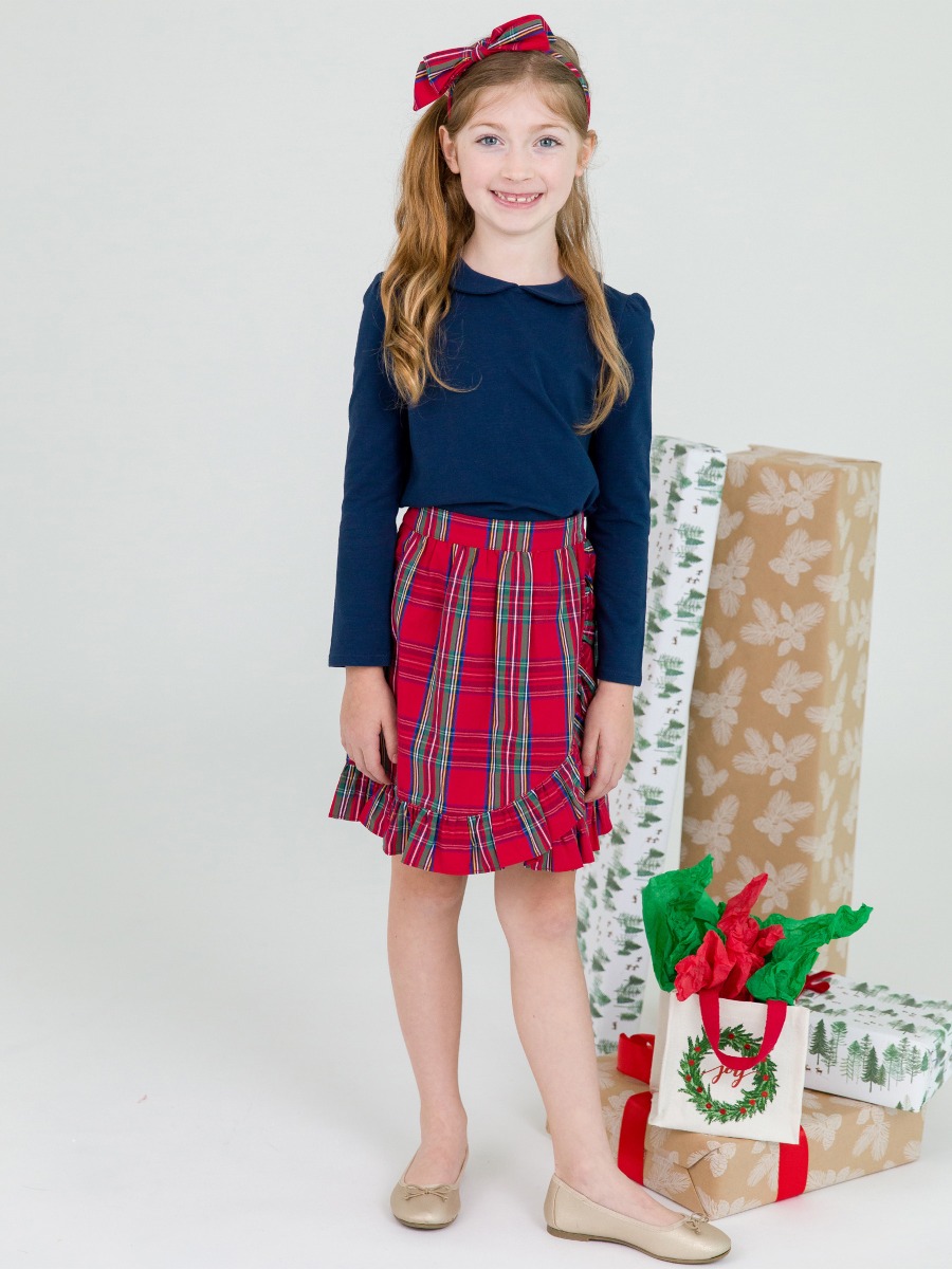 Tis The Season Plaid Ruffle Wrap Skirt