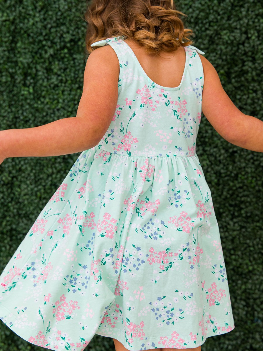 Mint Meadow Tie Shoulder Twirl Dress