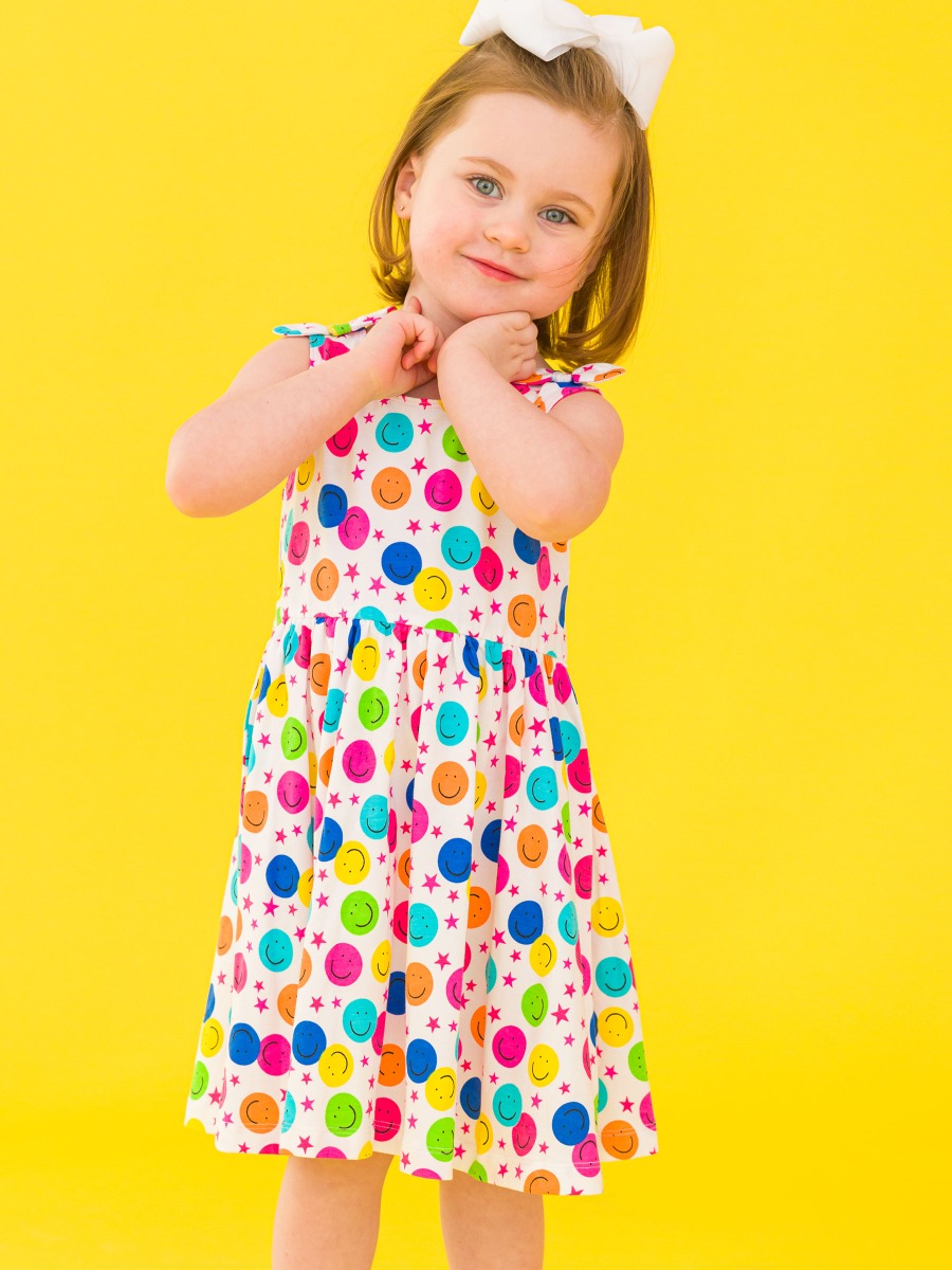 Star Smile Tie Shoulder Twirl Dress